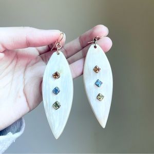 Ashley Pittman Light Cow Horn Colorful Gemstone Statement Drop Earrings